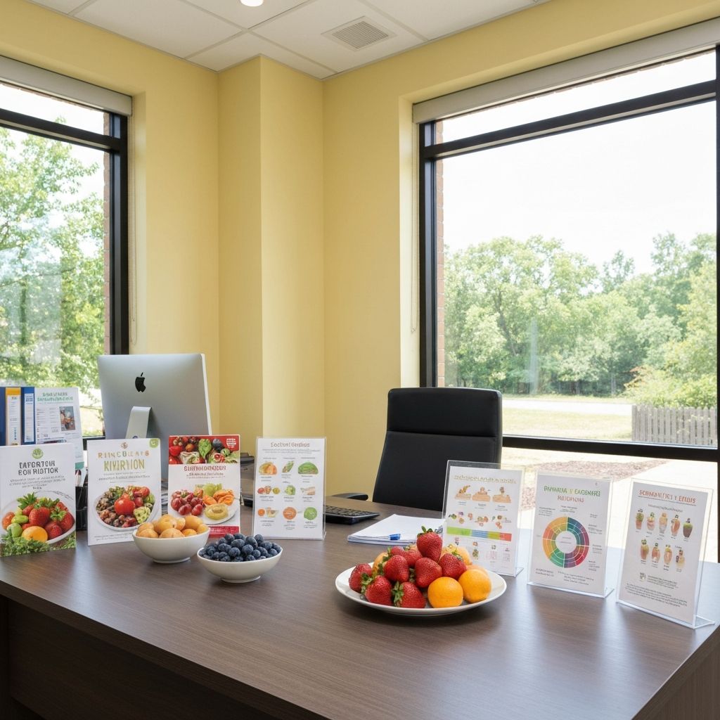 Team member discussing nutrition education materials