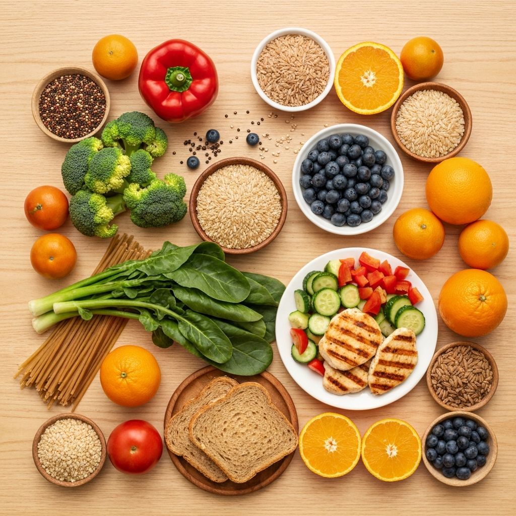 Fresh healthy foods and balanced meal preparation